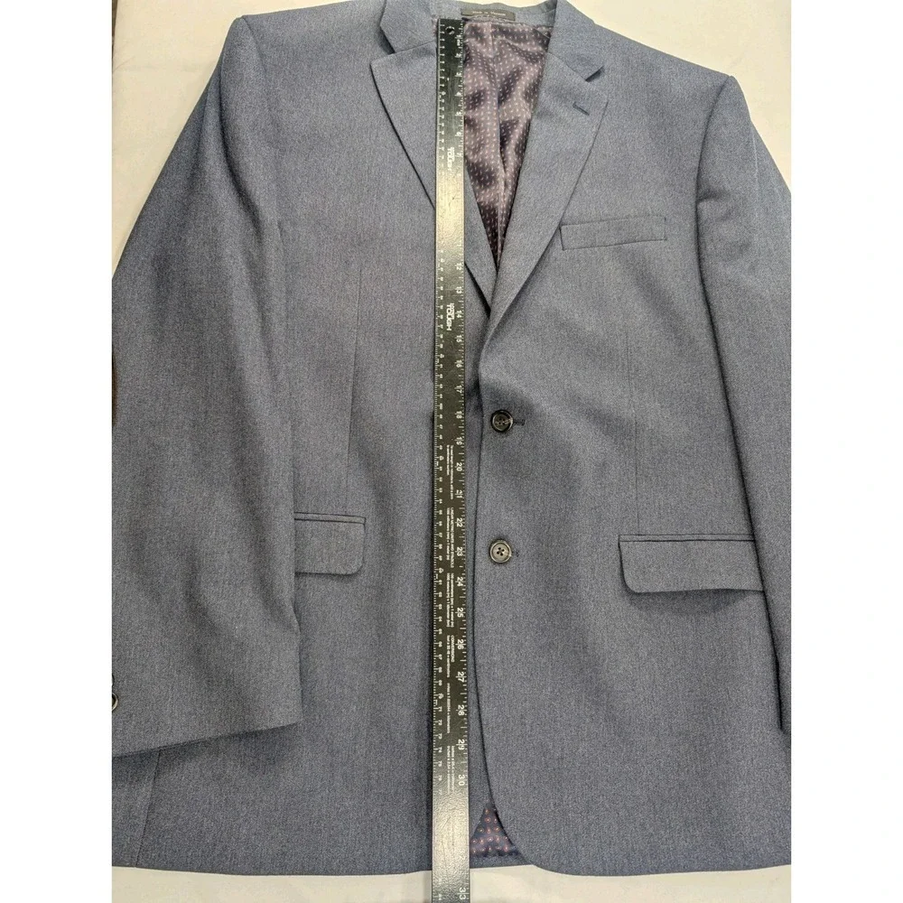 Chaps‎ Blazer Coat Sport Suit Jacket Poly Blend Blue Elbow Patches 48L 50
